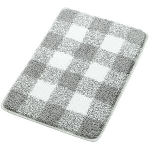 Microfiber Plaid Bathroom Rugs Mat Machine Washable 17"x24" Gray & White